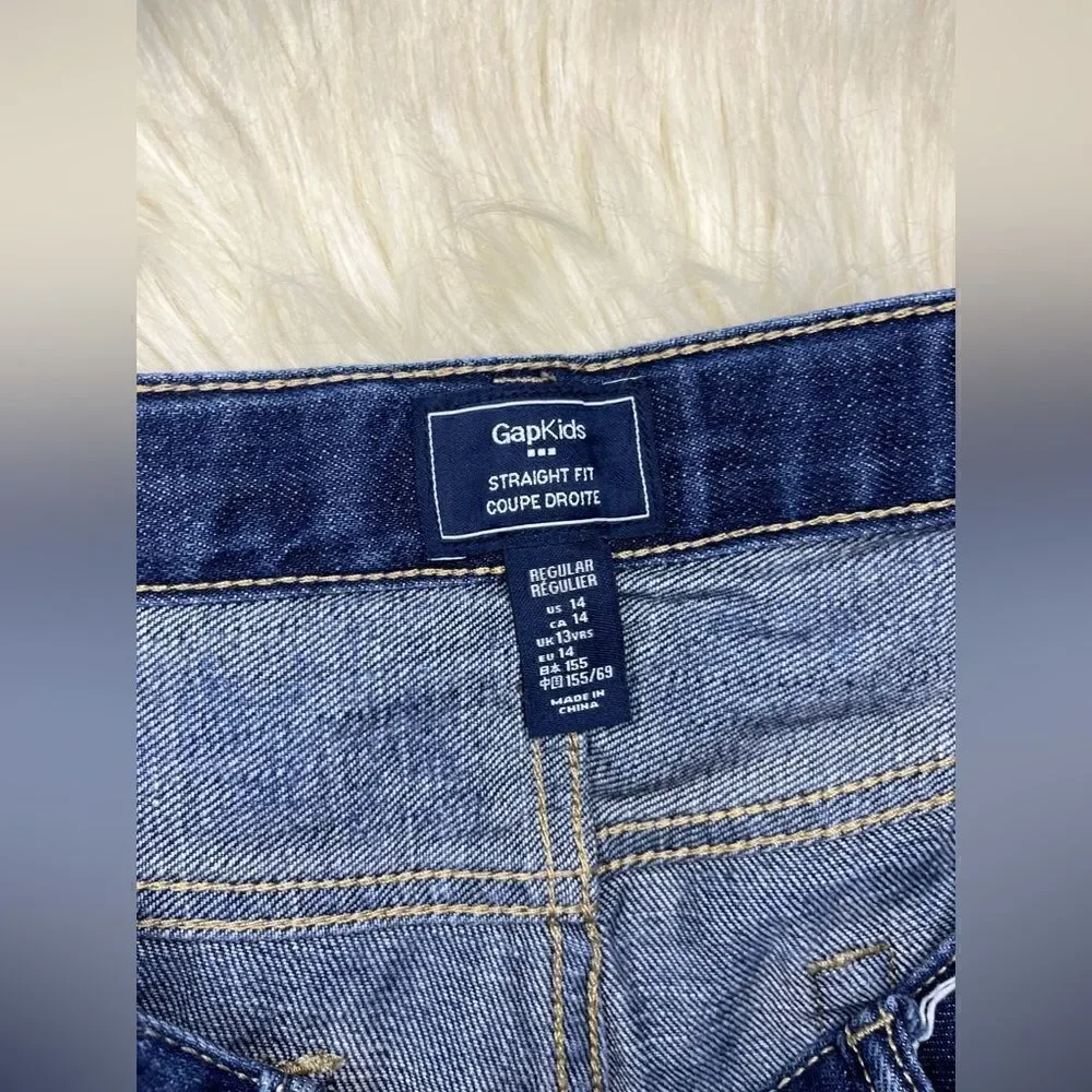 Gap kids straight fit dark denim sz 14